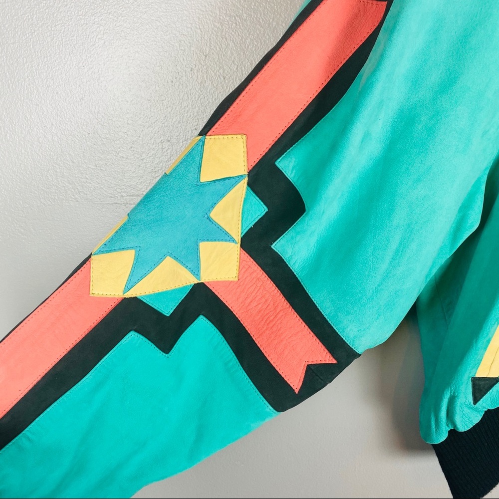 Michael Hoban vtg 90s Southwest suede Moto jacket - Picture 3 of 8
